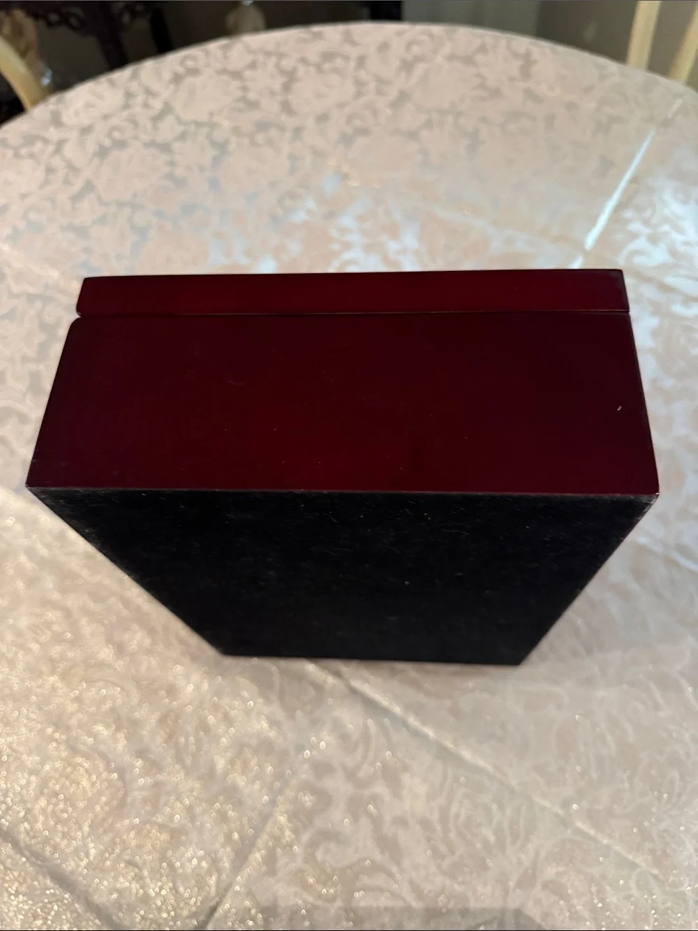 Double Layer Glass-Top Mahogany Cufflink and Ring Felt Bottom Jewelry Box
